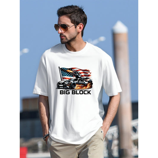 T-shirt "Mustang BigBlock" avec drapeau américain